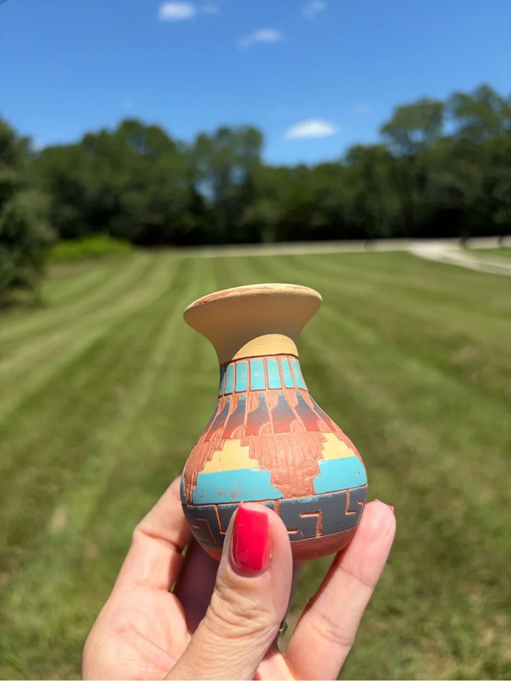 Navajo Hand Etched Pottery Vase Signed & Numbered Vintage Southwestern 3